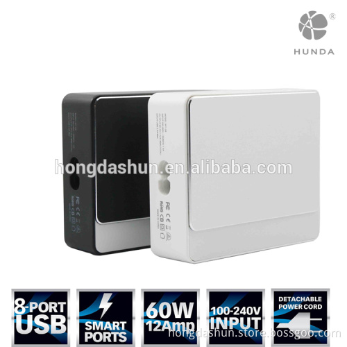 AC 100V-240V smart 8 port USB Charger Wall Power adapter 60W